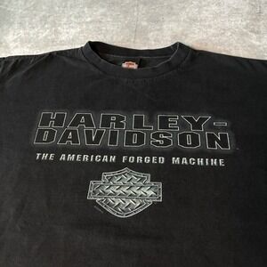 VTG Harley-Davidson Mens XL Black Milwaukee H-D American Forged Machine T-Shirt